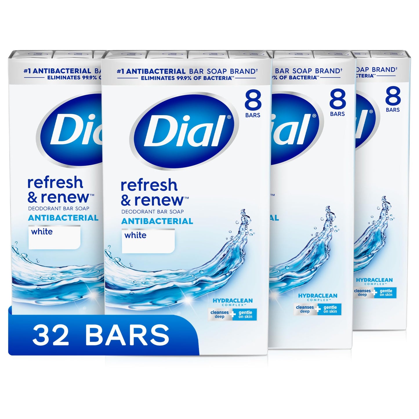 Dial Antibacterial Bar Soap 32 Pack & Liquid Hand Soap 4 Pack - Refreshing White Tea Scent, Moisturizing