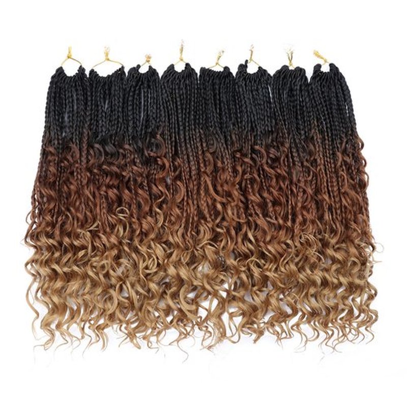 14 Inch Goddess Box Braids Crochet Hair for Black Women 8 Packs Crochet Box Braids Pre-looped Boho Box Braids Crochet Braids Synthetic Braiding Hair Extension 1b/30/27