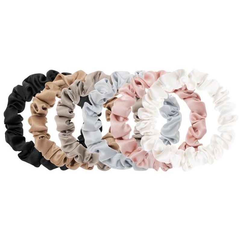 MurierSilk Silk Hair Scrunchies, 100% Pure Mulberry Silk Hair Tie for Women Grils, 6 Count, Small-6pcs-N, Prevents Hair From Frizz And Breakage