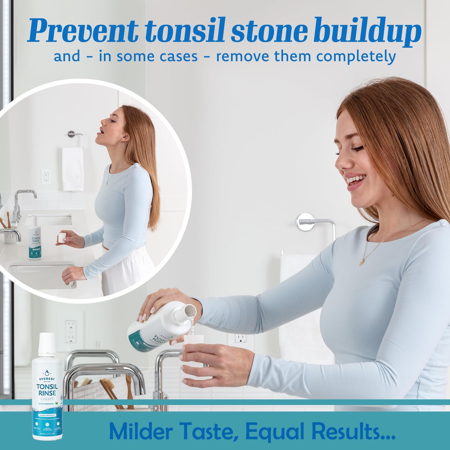Everest Mouth Wash & Tonsil Stone Remover – Natural Mouthwash or Oral Rinse Liquid to Help Soothe Tonsils, Fight Bad Breath, & Relieve Dry Mouth – Paraben & Alcohol Free Mouthwash, Spearmint