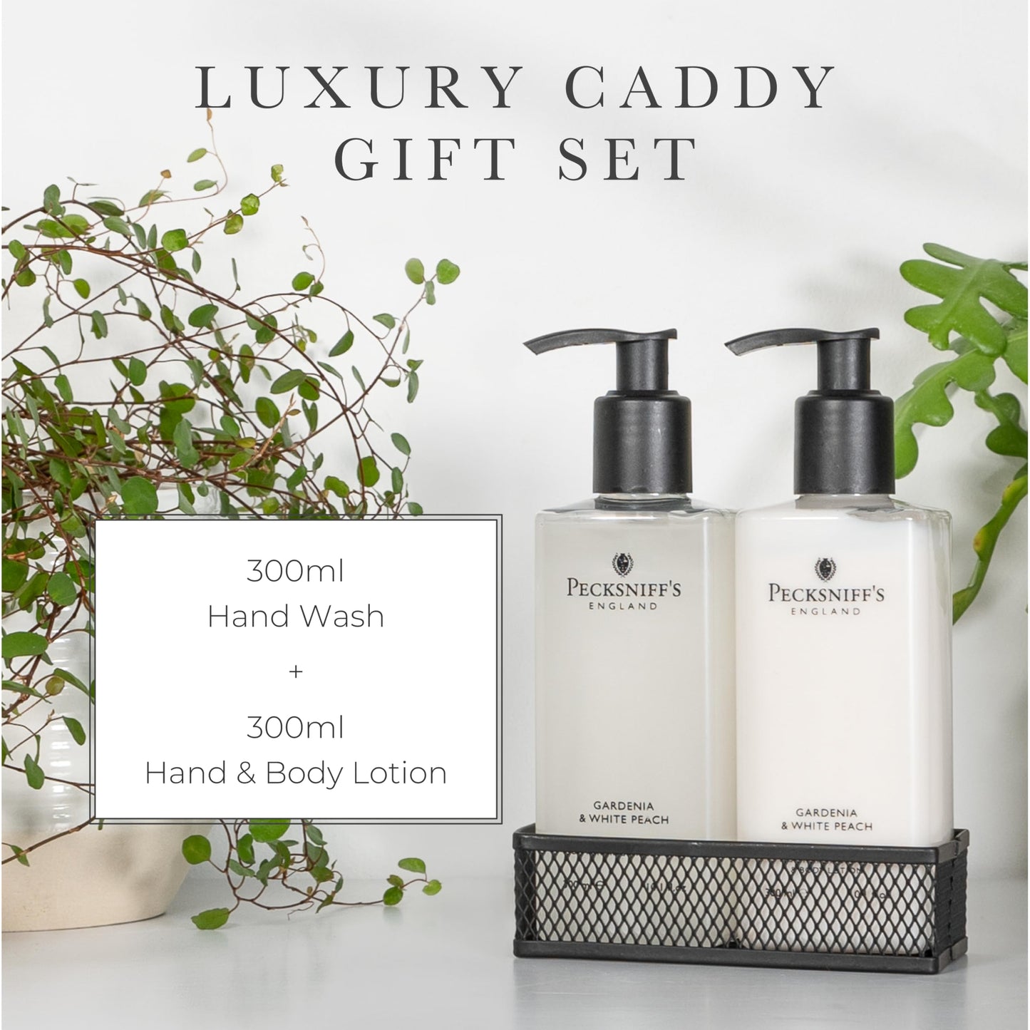 Pecksniff's Gardenia & White Peach Hand Wash and Body Lotion Set, 300ml 10.1 fl. oz. each