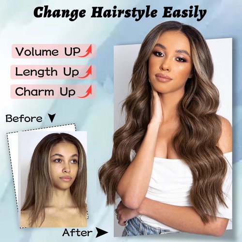 NAYOO Long Wavy Wigs for Women Middle Part Wavy Curly Wig with Dark Roots Synthetic Heat Resistant Fiber Women Wigs for Daily Party Use (Ombre Platinum Blonde)