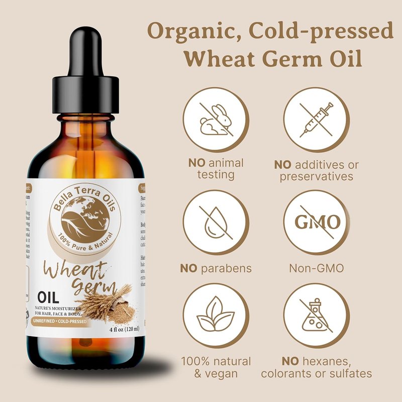 Natural Wheat Germ Oil 8 oz - Potent Vitamin E Face Oil for Skin Nourishment | Essential Nutrients for Radiant Beauty