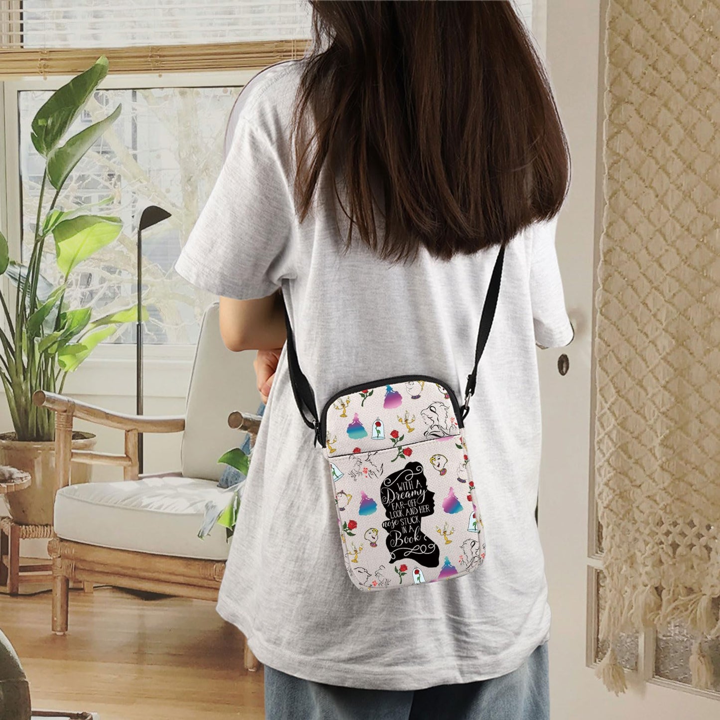ENSIANTH Beauty Inspired Crossbody Bag Belle Princess Gift Fairytale Lover Gift A Tale as Old as Time Belle Fan Messenger Bag (dreamy CB)