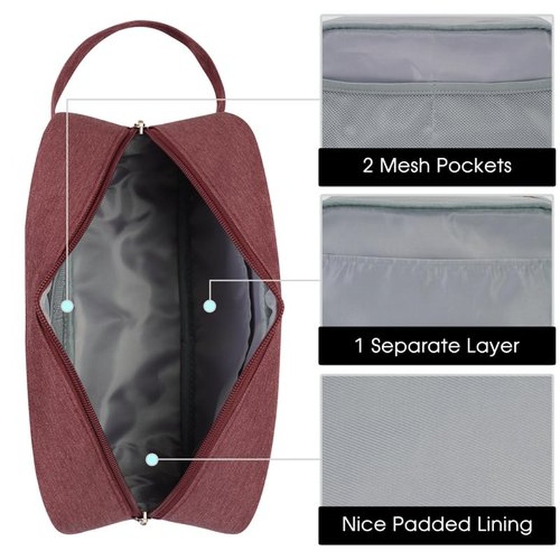 Narwey Travel Toiletry Bag for Women Traveling Dopp Kit Makeup Bag Organizer for Toiletries Accessories Cosmetics (Jujube Red)