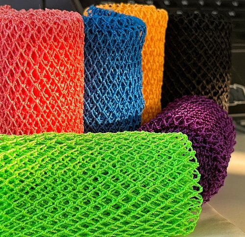 SPMKTBOZAI African Net Sponge Authentic, 2 Pieces African Exfoliating Sponge Real African Net Black Owned, African Bath Sponge Back Scrubber, Body Exfoliator Shower Bath Accessories (Purple, sky blue)