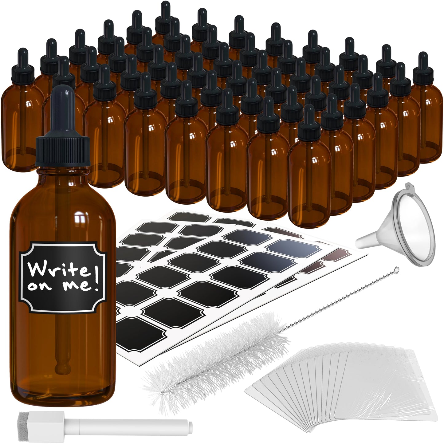Nevlers 4 Oz Amber Glass Dropper Bottle 48 Pack Set