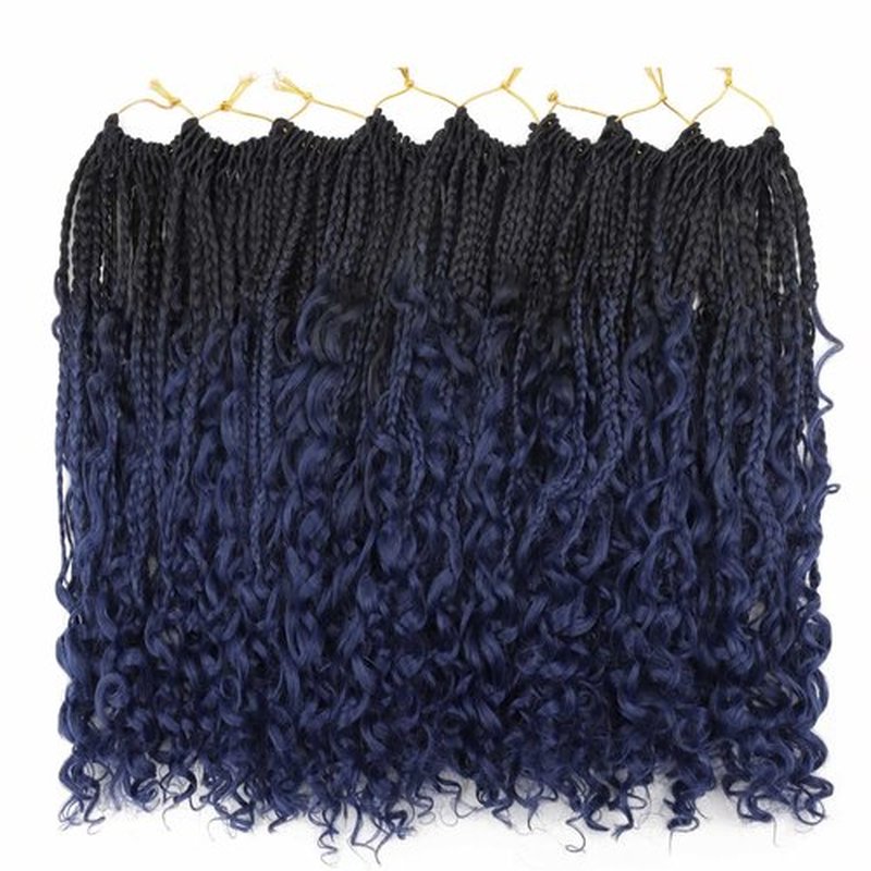 LMZIM 14 Inch Goddess Box Braids Crochet Hair Bohomian Crochet Box Braids Curly Ends 8 Pack 3X Crochet Braids Synthetic Braiding Hair Extension (14inch, 2/3#)