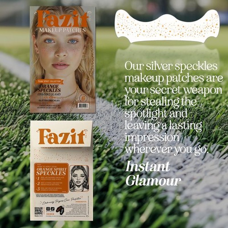 Fazit Makeup Patches - Face Makeup Patches - Beauty Face Makeup - Orange Speckles - Waterproof Orange Speckles - Temporary Face Orange Speckles for Women - 6 Count