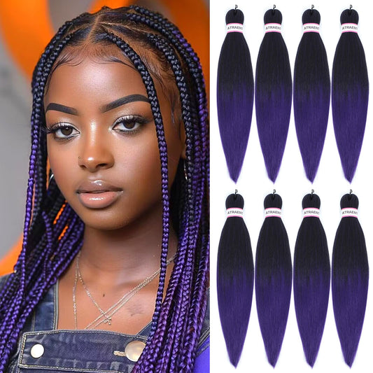 ATRAENTE Braiding Hair Pre Stretched,18 Inch 8 Packs Ombre Braiding Hair for Boho Box Braids Yaki Texture Hot Water Setting Soft And Light