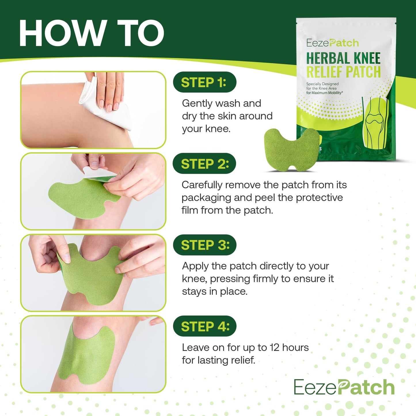 EezePatch® Joint Support Patches (10 Count) – Natural Support for Discomfort, Mobility & Flexibility – Herbal Extracts for Soothing Comfort – Easy-to-Apply
