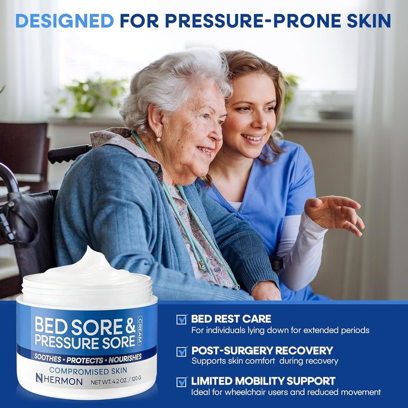 Hermon Bed Sore Healing Cream - Fast Relief for Pressure Sores, Chafing & Minor Burns | Skin Care for Compromised Skin