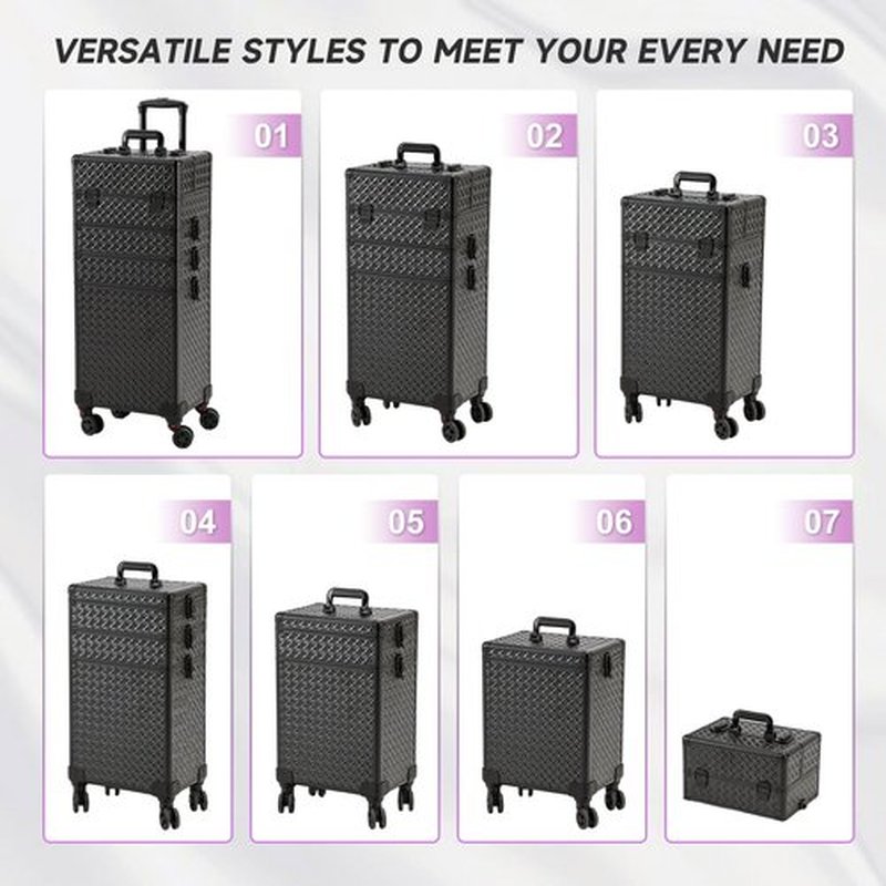 Leeora&Leekoo Portable Multi-Storey Nail Case for Nail Tech Organizer - Wheels Makeup Case Organizer, Cosmetic Case, Makeup Train Case, Make Up Case (Watercube Pattern)