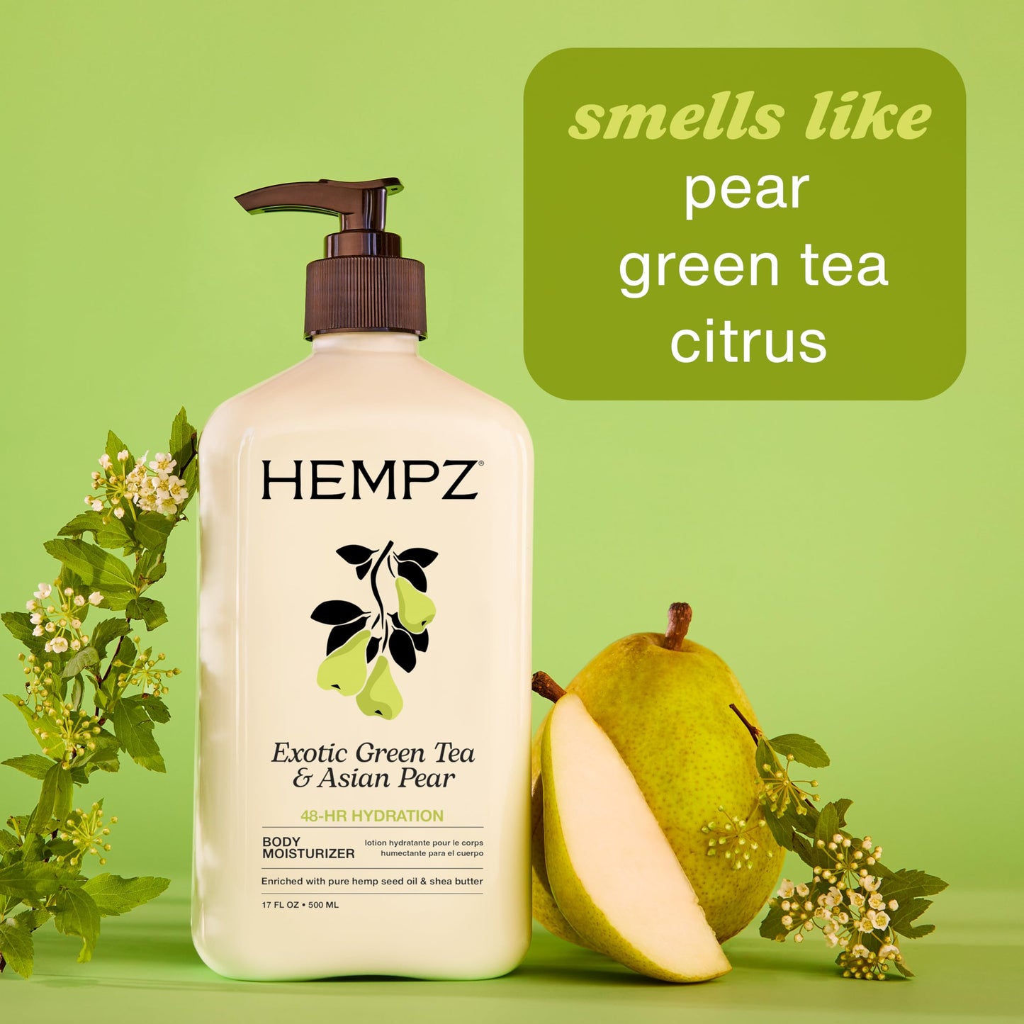 HEMPZ Body Lotion - Green Tea and Asian Pear - Daily Moisturizing Cream - 17oz