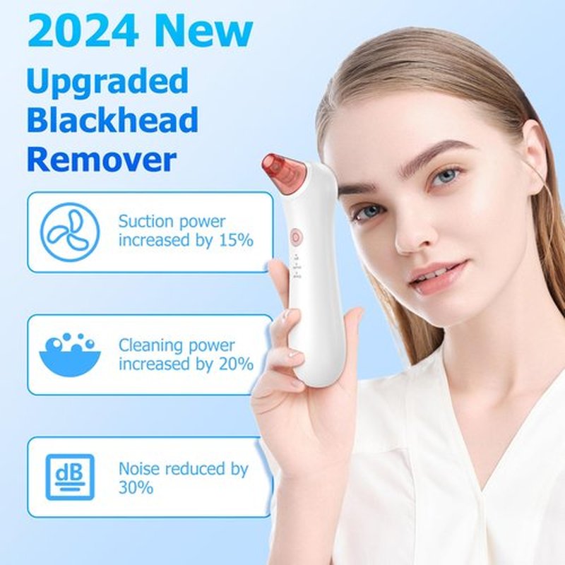 Blackhead Remover Pore Vacuum, Pore Extractor & Blackhead Removal Tools. Features 3 Adjustable Modes and 4 Probes for Removing blackheads, Whiteheads, and Acne. Deeply Cleans The Skin
