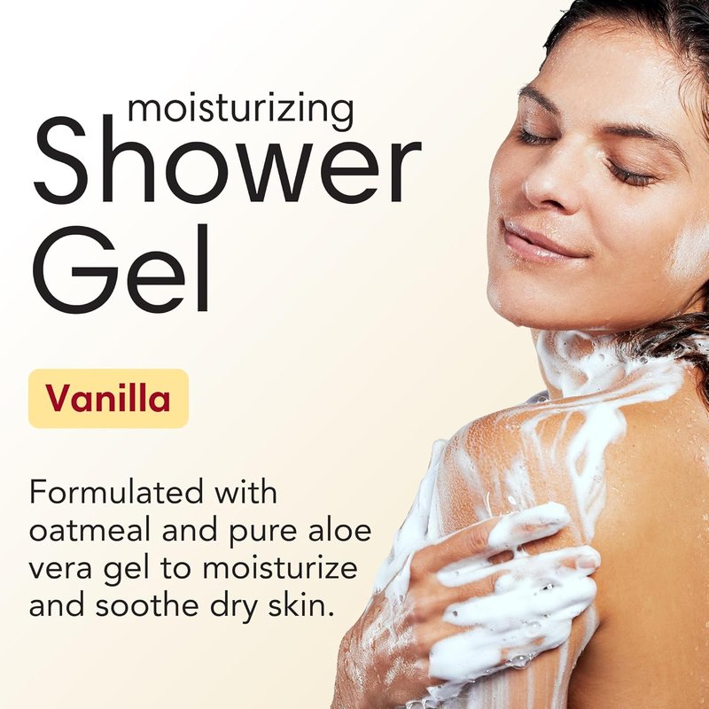 Daily Moisturizing Shower Gel - Hydrating Aloe Vera & Oatmeal | Vanilla Scented Body Wash for Dry Skin Relief - 1 Gallon