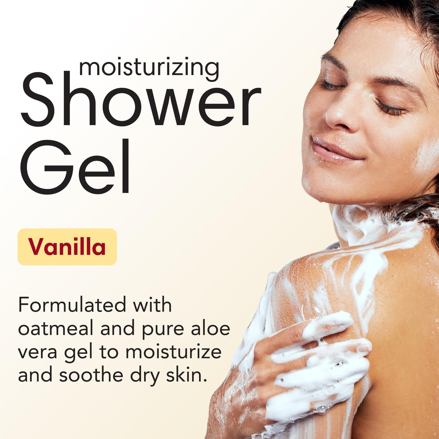 ShiKai Daily Moisturizing Shower Gel (Vanilla, 12oz, Pack of 3) | Gentle Formula | Aloe Vera & Oatmeal for Soft, Healthy Skin | Dry Skin Relief