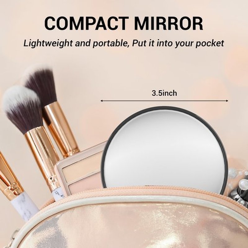 Magnifying Mirror, 10X & 20X & 30X Set, Magnified Mirror 3.5" with Two Suction Cups, Travel Magnifying Mirror Set Comes with Portable Storage Bag, Compact Small Magnifying Mirror for Travel(Black)