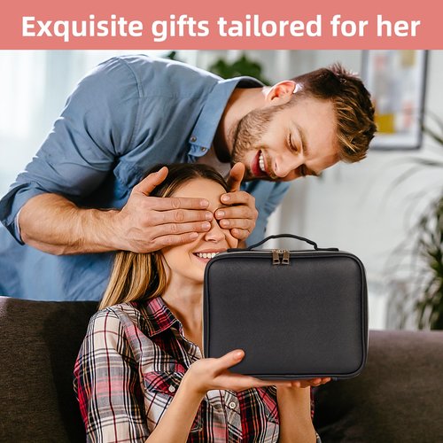 VANMRIOR Travel Makeup Bag with LED Lighted Make up Case with 3X 5X Magnification Mirror Cosmetic Makeup Box Organizer Vanity Case for Women Beauty Tools Accessories Case Rechargeable
