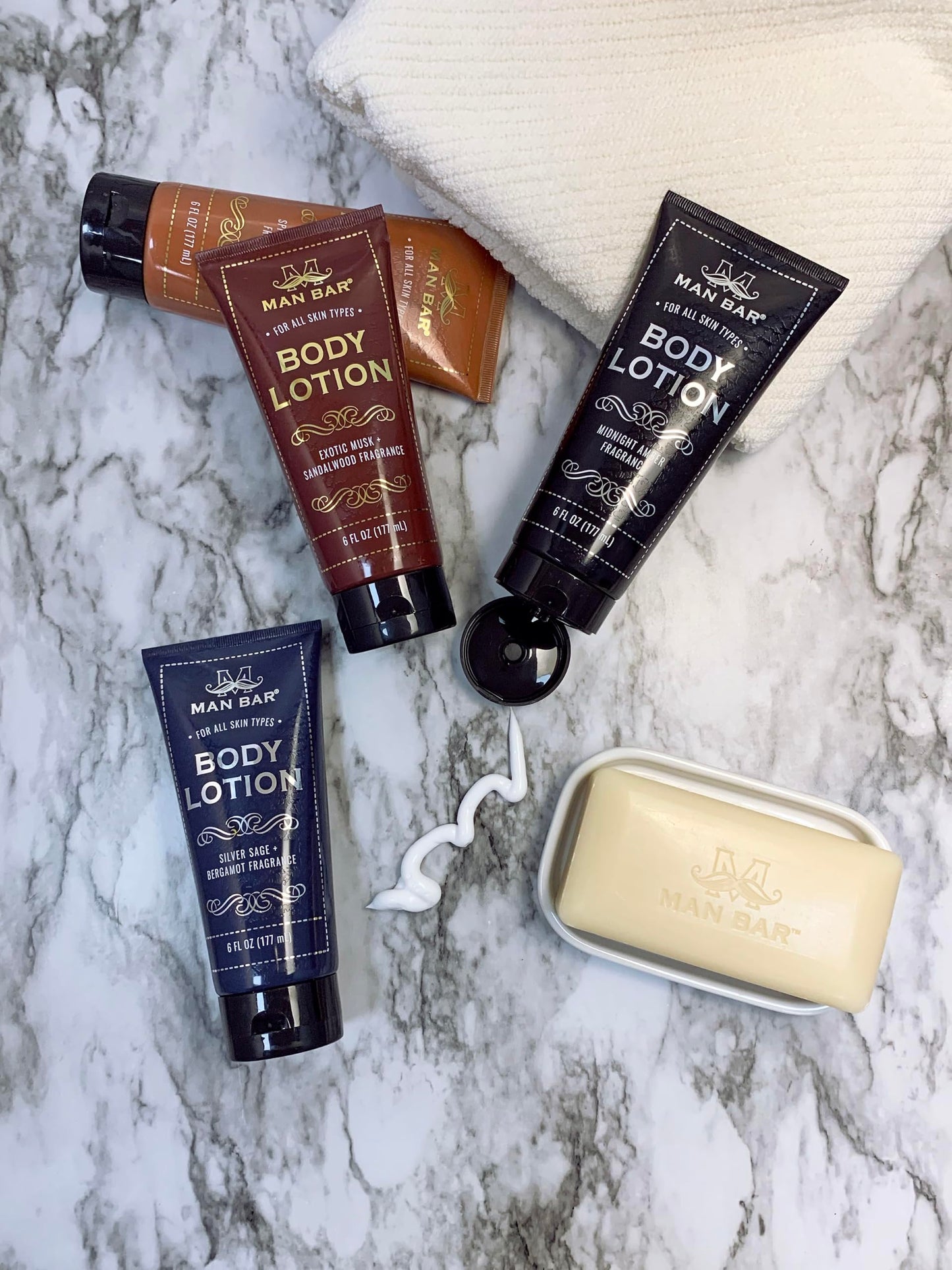 San Francisco Soap Company Man Bar Body Lotion - Exotic Musk & Sandalwood (6 Oz) | Long Lasting | Created With the Man in Mind |