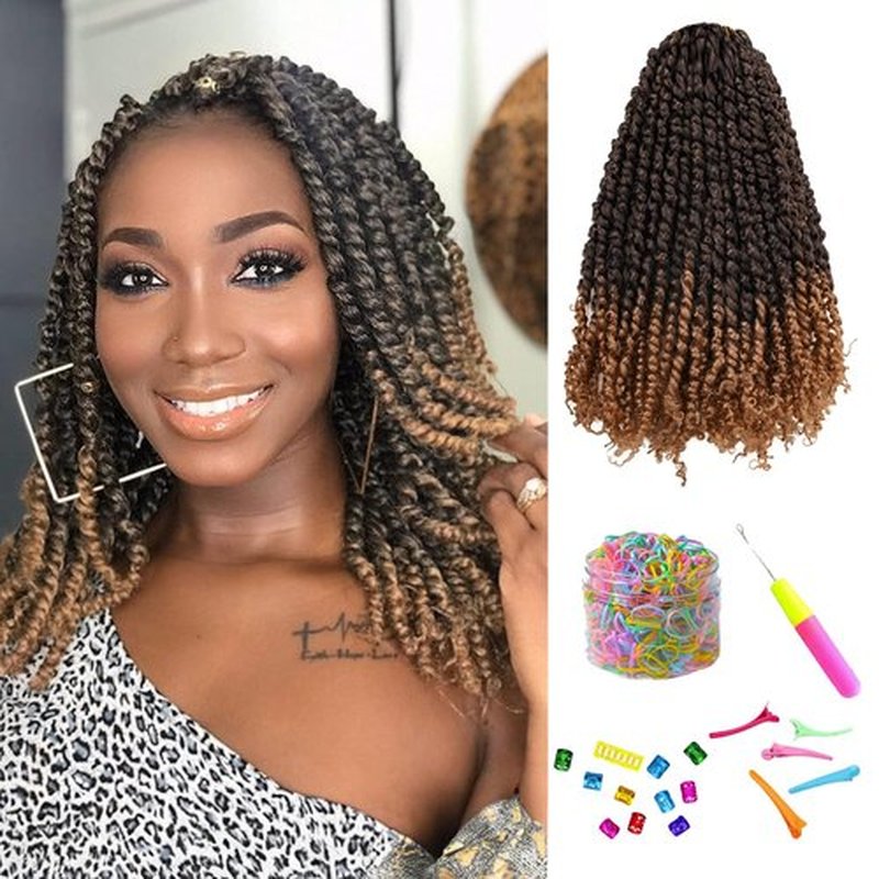 14 Inches 8 Packs Passion Twist Crochet Hair-Ombre Blonde Pre-twisted Passion Twists,Pre-Looped Crochet Braids Made Of Bohemian Hair Synthetic Braiding Hair Extensions (14 Inch(Pack of 8), T27)