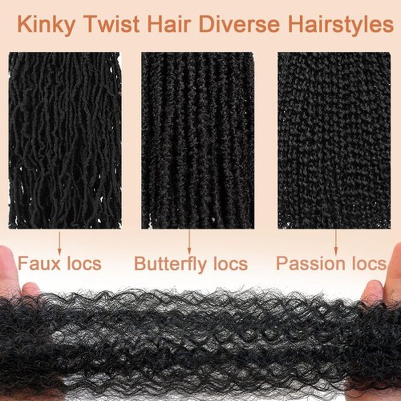 Marley Twist Braiding Hair 10 Inch Afro Twist Hair 3 Packs Kinky Twist Hair Black Springy Afro Twist Hair Pre fluffed Marley Twist Braiding Hair for Black Women (1B#, 10 Inch(Pack of 3))