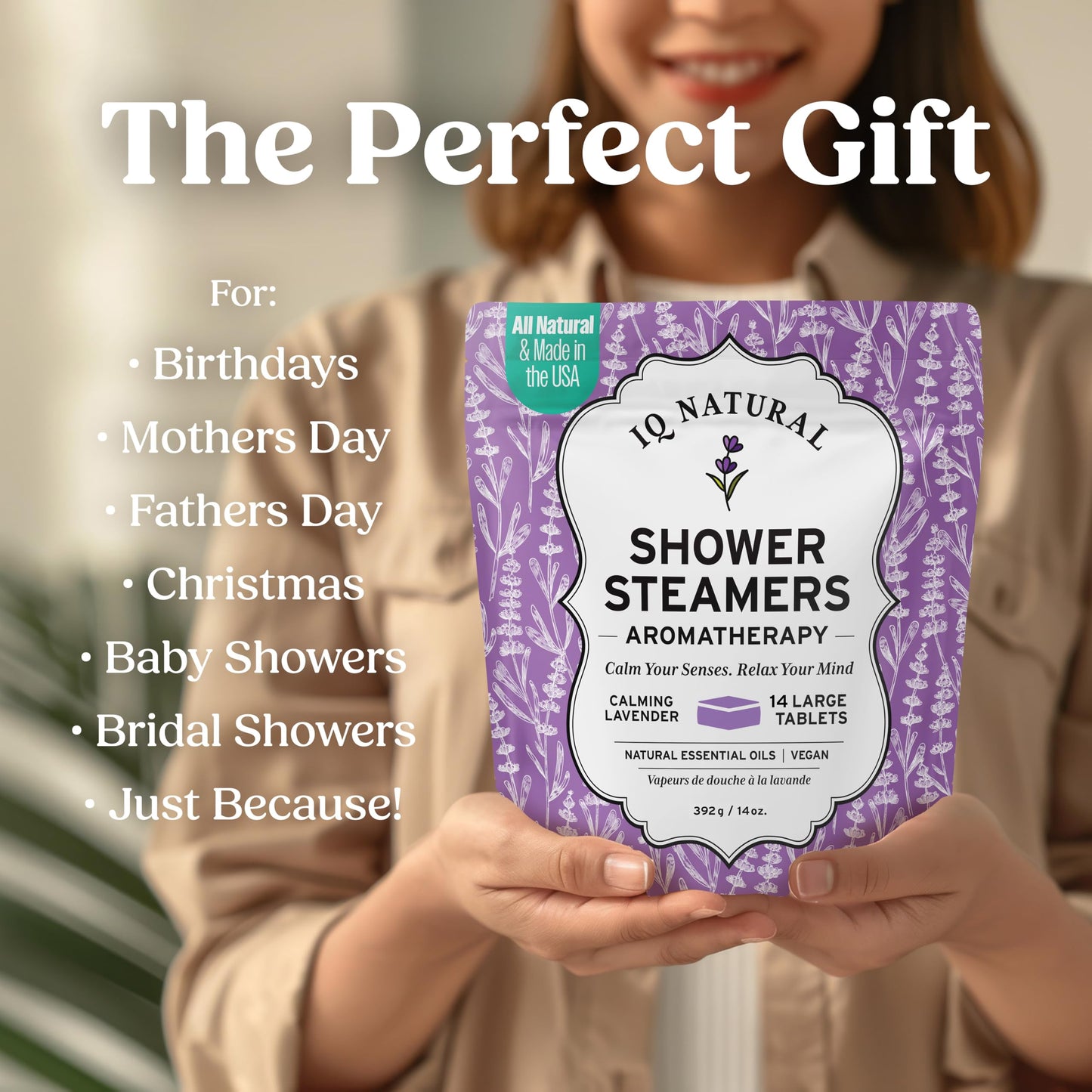 Lavender Shower Steamers Aromatherapy for Women- USA Made - Shower Bombs Aromatherapy for Women, Vapor Shower Tablets Aromatherapy, Menthol Shower Scent Steamers Cold and Flu, Organic Shower Steamer