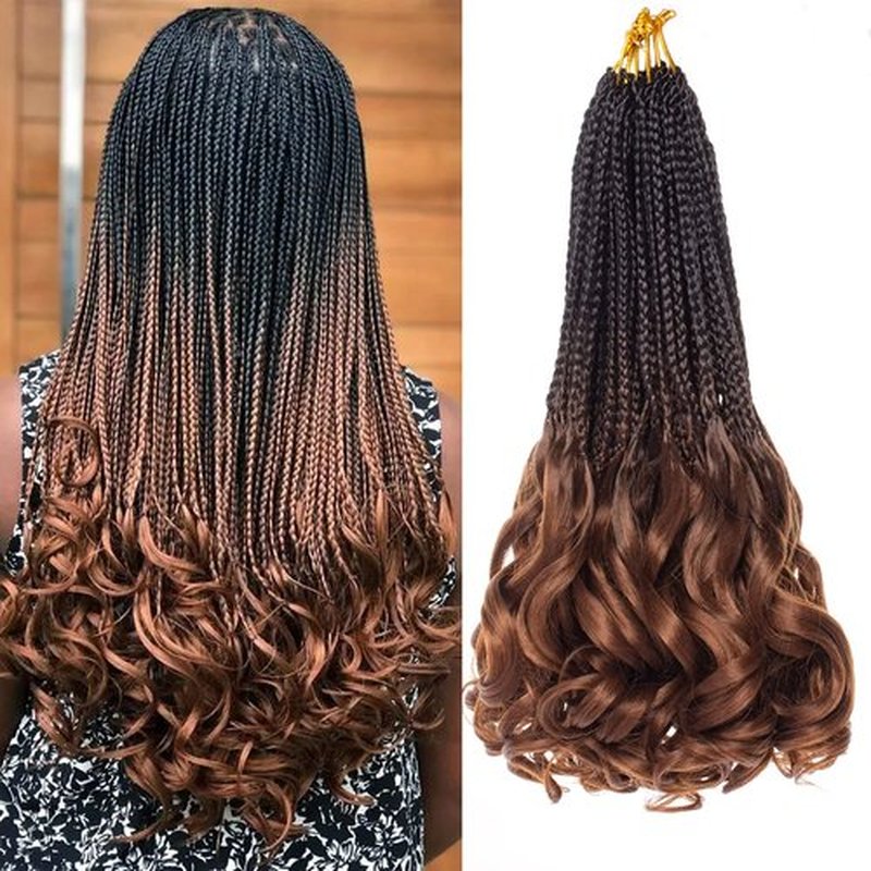 RuiYok 9 Packs French Curl Crochet Braids 14 Inch Goddess Box Braids Crochet Hair with Curly Ends Pre Looped Synthetic Bouncy French Curly Braiding Hair for Women Knotless Braids Hair Extensions