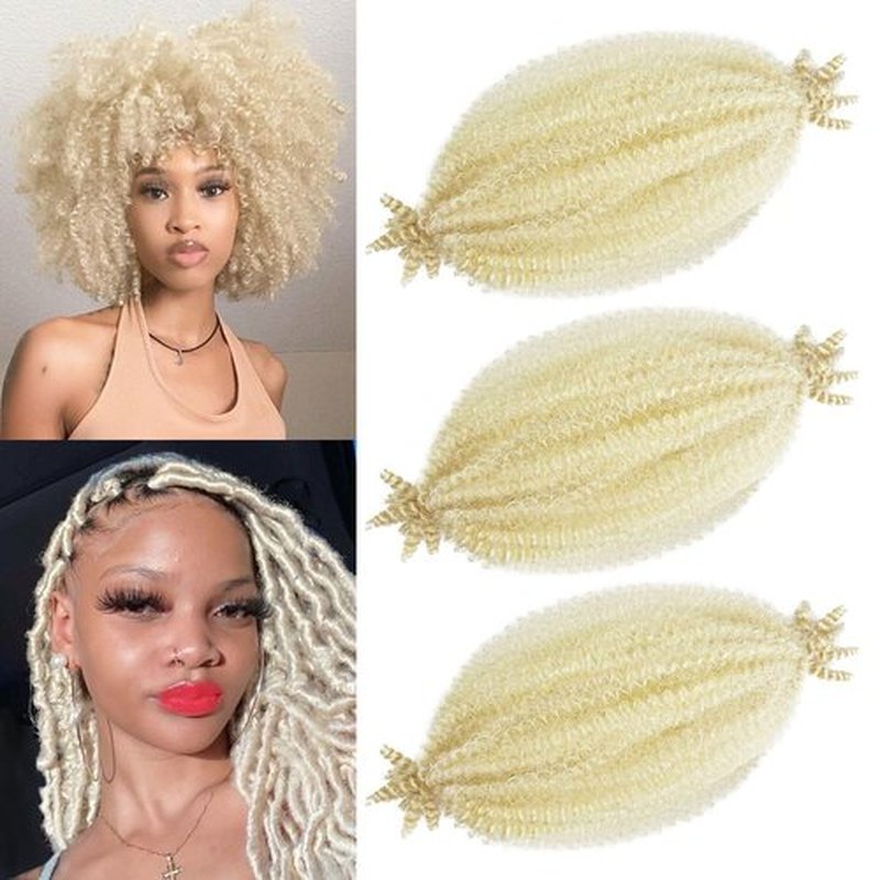 Marley Twist Braiding Hair 12 Inch Kinky Braiding Hair Springy Twist Wrapping Hair for Soft Locs Springy Afro Twist Hair Pre Fluffed Spring Twist Hair for Braiding Hair (12 Inch (Pack of 3), 613#)