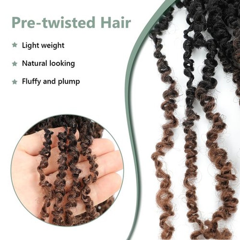 Yanky Twist Crochet Hair - 14 Inch Yanky Twist Pre Looped Crochet Hair 8 Packs Senegalese Twist Crochet Hair Extensions 1B/30 Bohemian Passion Twist Hair for Black Women