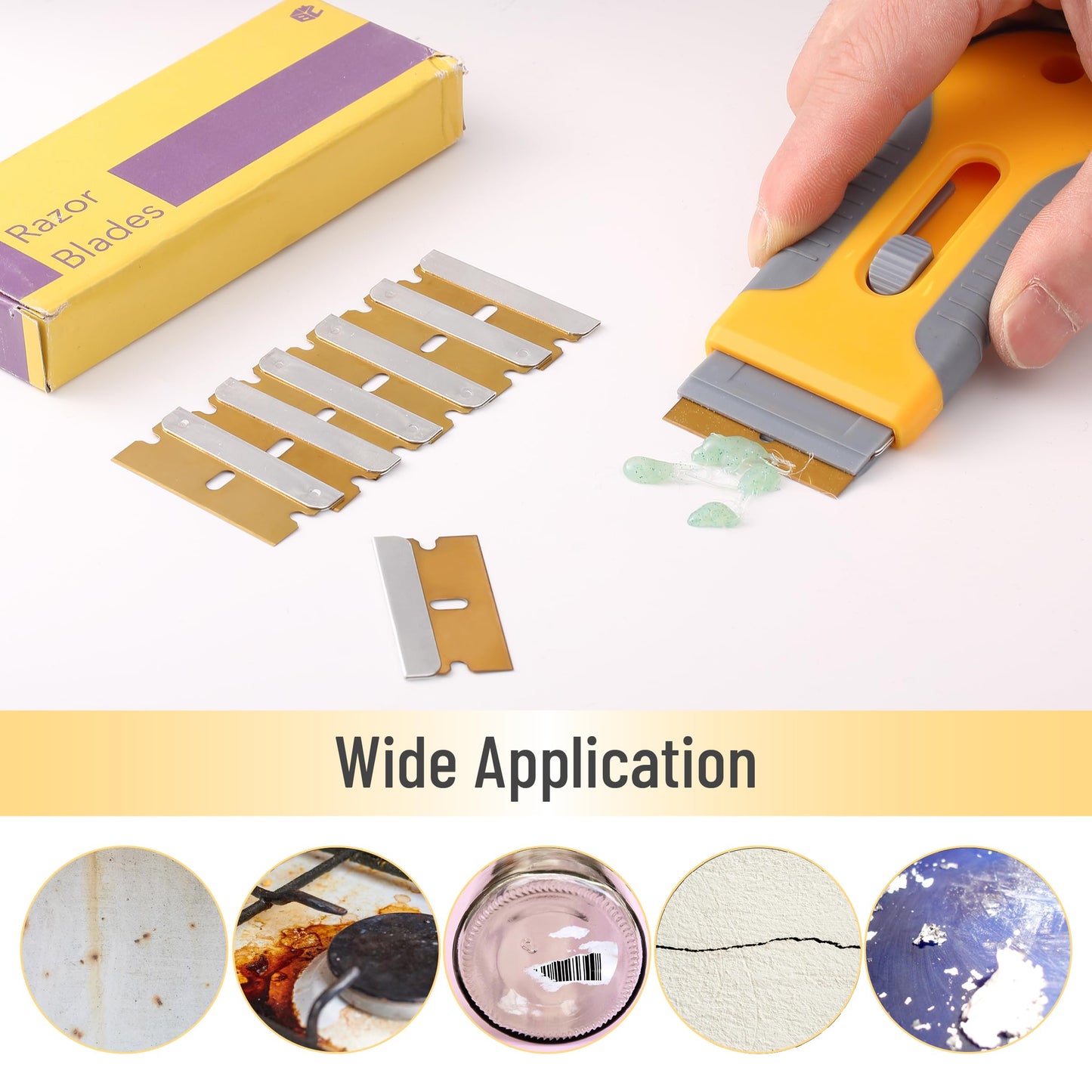Bates Choise - Single Edge Razor Blades, 50 Pack, Gold, Razor Blades Single Edge, Straight Edge Razor Blade, Scraper Blades, Single Edge Blades, Single Edge Razor Blade