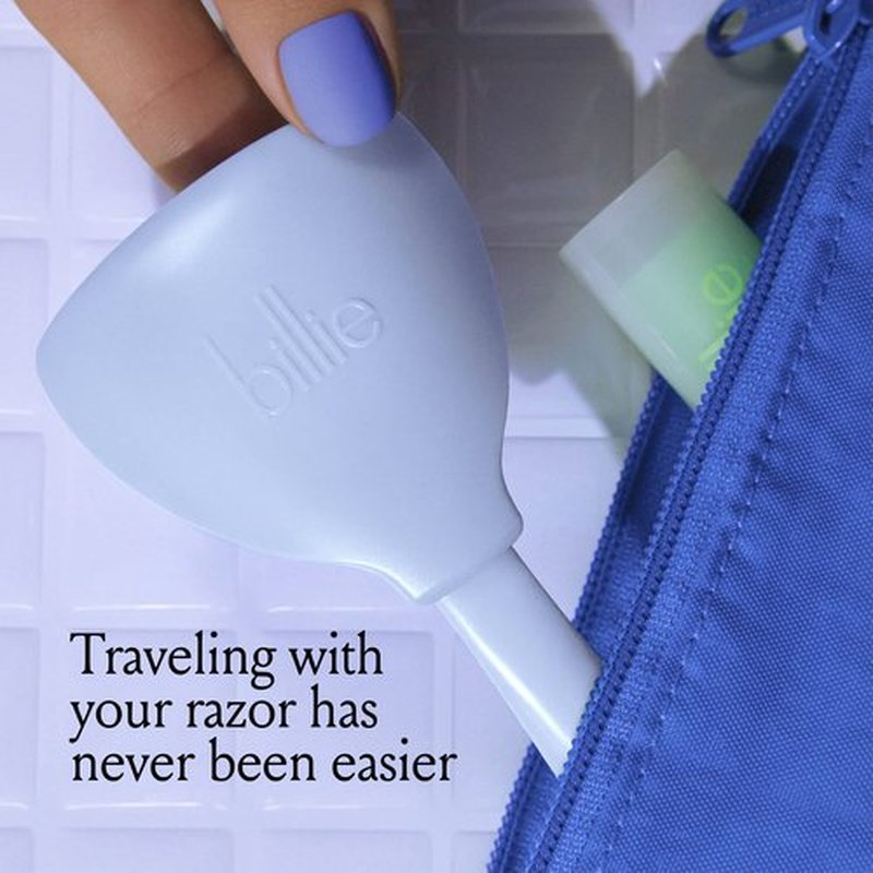 Billie Women’s Razor Refill Blades 5-Blade Cartridges - 8 count & 5-Blade Women’s Razor Travel Case - Cool Blue
