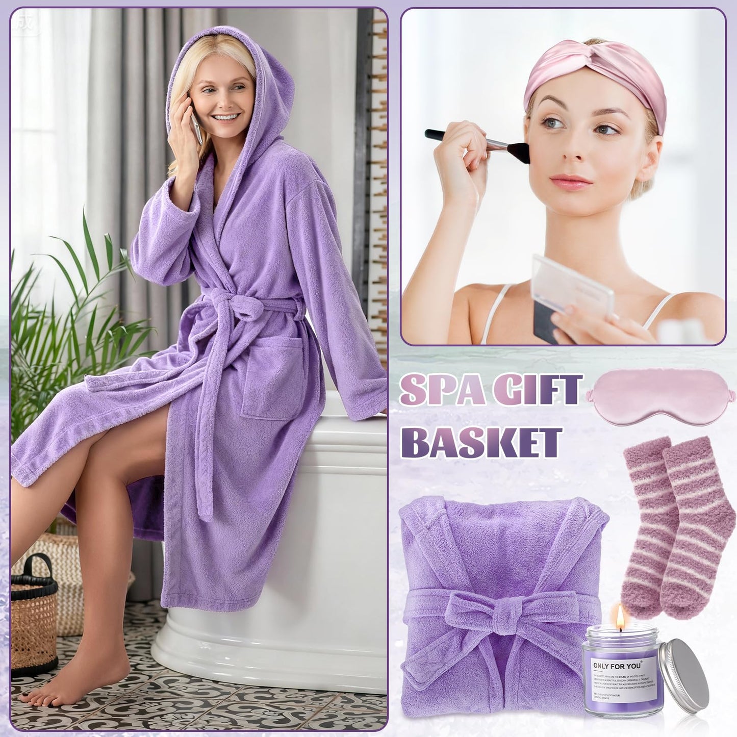Nuogo 11 Pcs Birthday Gift for Women Mother Gifts Set Spa Gift Baskets for Women Get Well Care Package for Mom Her Wife Friend(Purple)