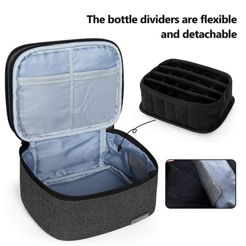 LUXJA Essential Oils Bag - Holds 20 Bottles (5ml-30ml, Also Fits for Roller Bottles), Double-Layer Organizer for Essential Oil and Accessories, Black