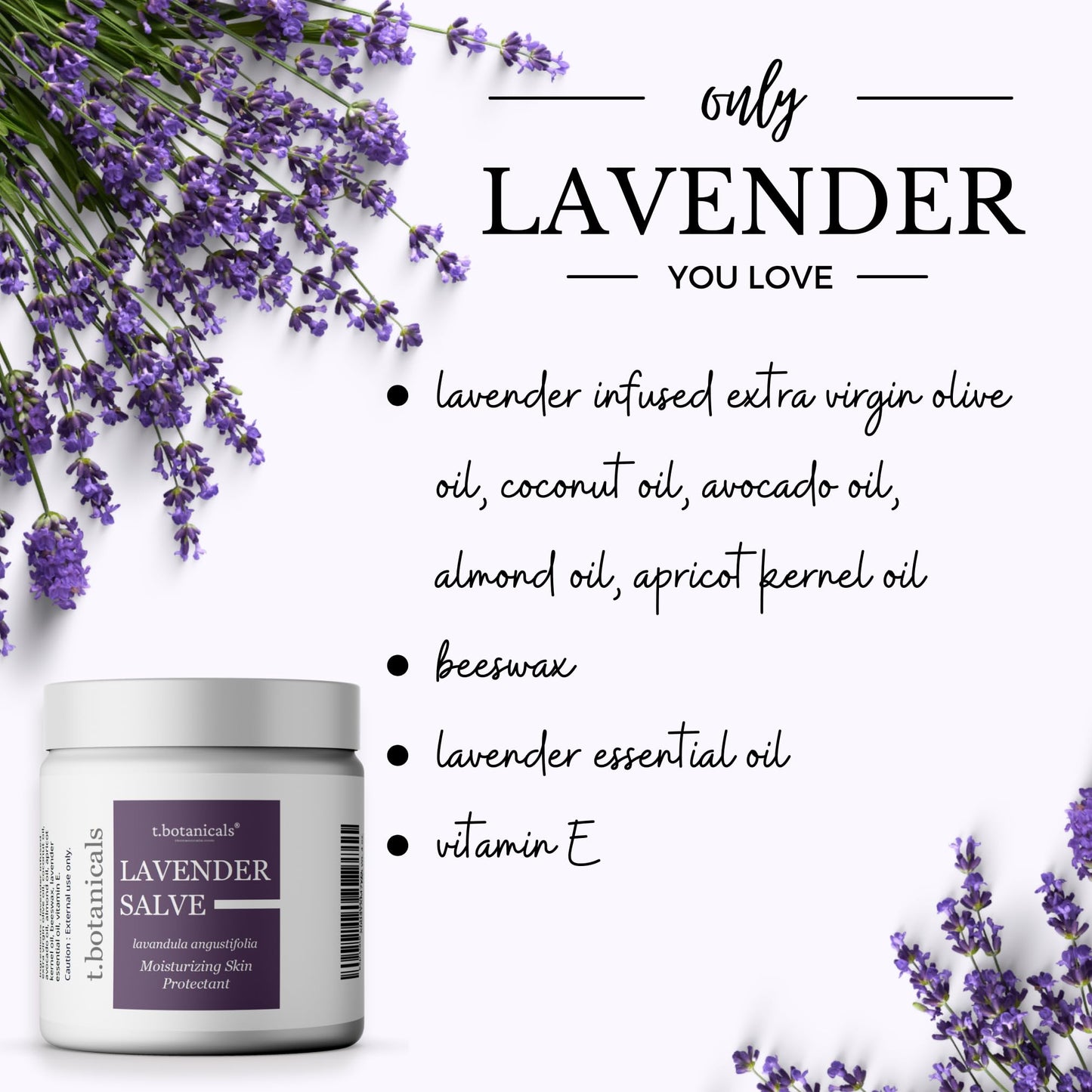 Lavender Salve, All Natural Moisturizing Lavender Balm, Skin Protectant Repair Ointment for Irritated Skin (4 oz)