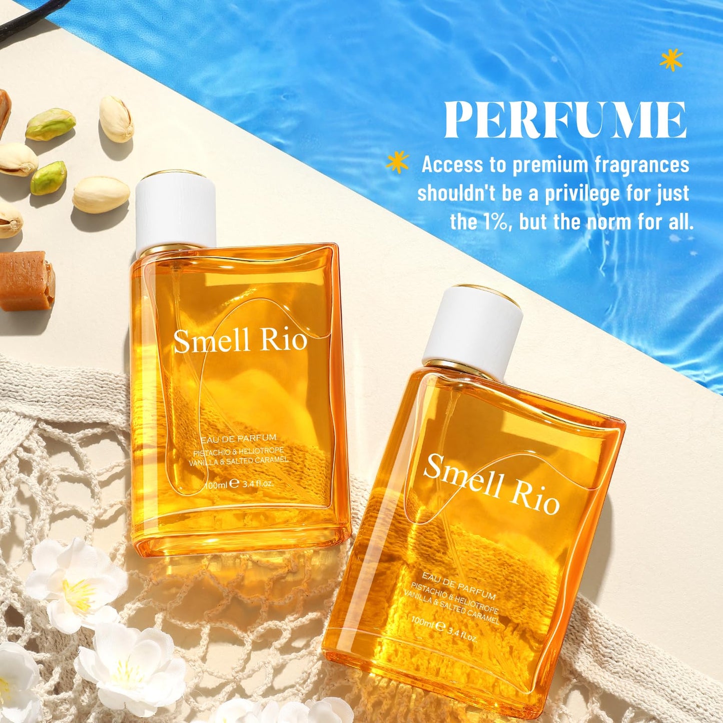 Smell Rio 02 Perfume for Women, Sunshine Pistachio Eau de Parfum 3.4 fl.oz | Warm Vanilla & Salted Caramel Scent | Long-Lasting Summer Fragrance Gift