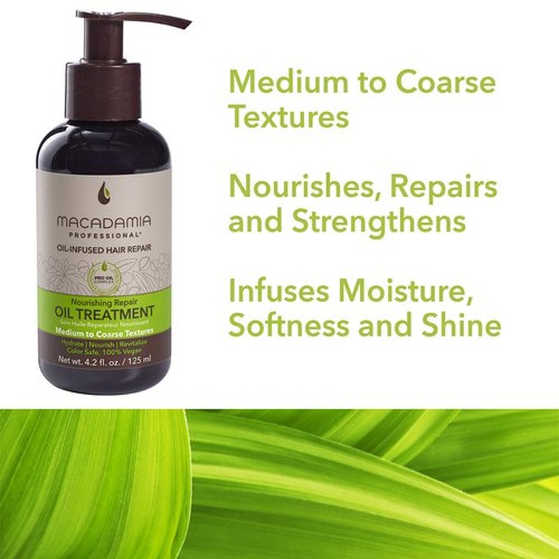 Macadamia Professional Hair Care Sulfate & Paraben Free Natural Organic Cruelty-Free Vegan Hair Products Nourishing Hair Repair Oil Treatment, 4.2oz, Clear
