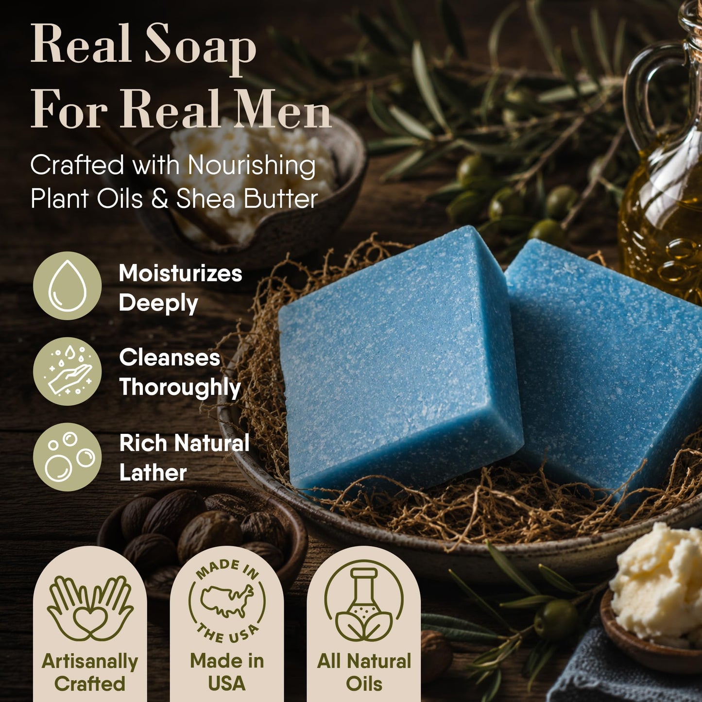 360Feel Cool Spring Scrub Soap - Made in The USA - Castile Handmade, All-Natural, Cold-Processed - Infused with Essential Oils for Gentle Exfoliation & Rich Lather - 5 oz