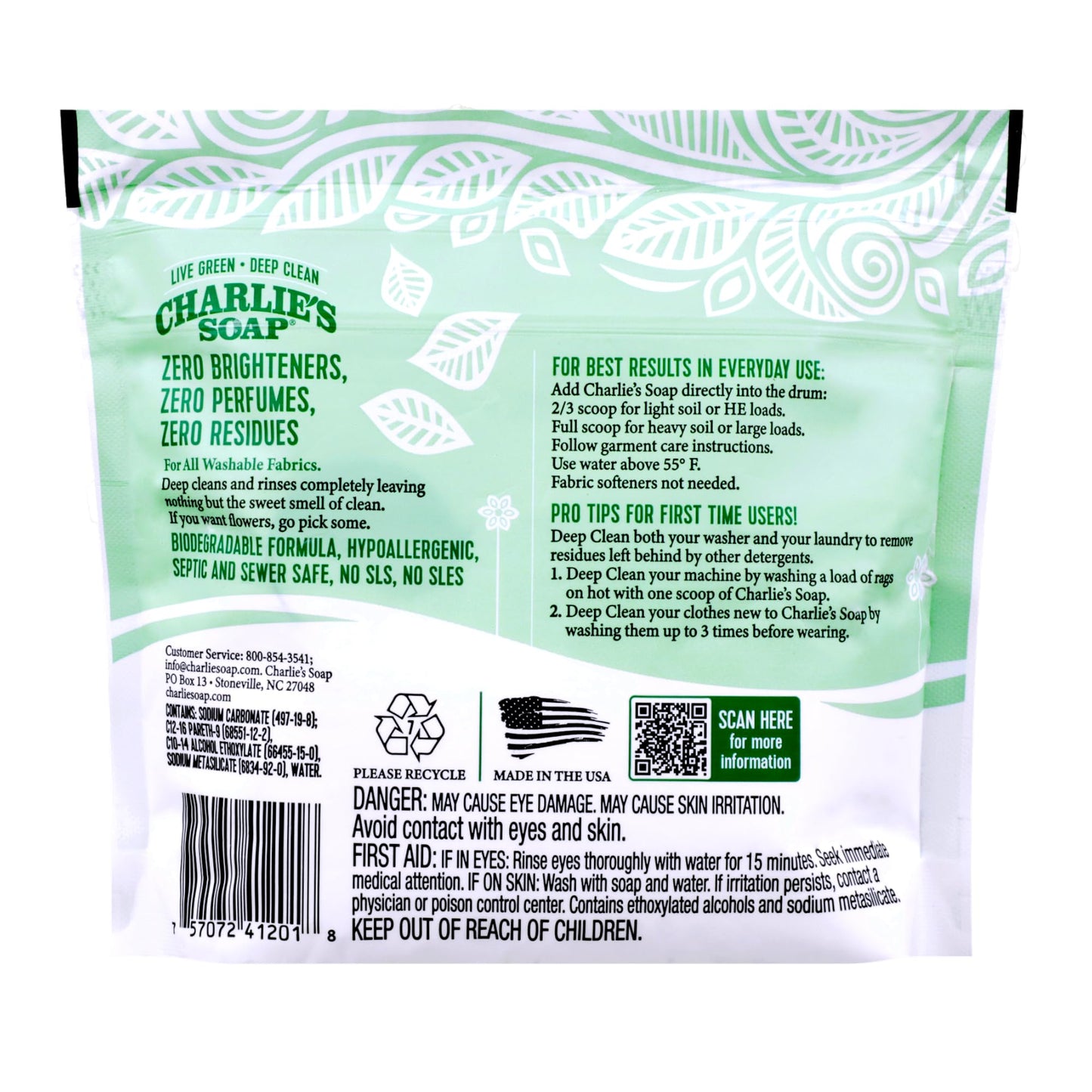 Charlie’s Soap Laundry Powder (50 Loads, 1 Pack) Hypoallergenic Deep Cleaning Washing Powder Detergent – Eco-Friendly, Safe, and Effective