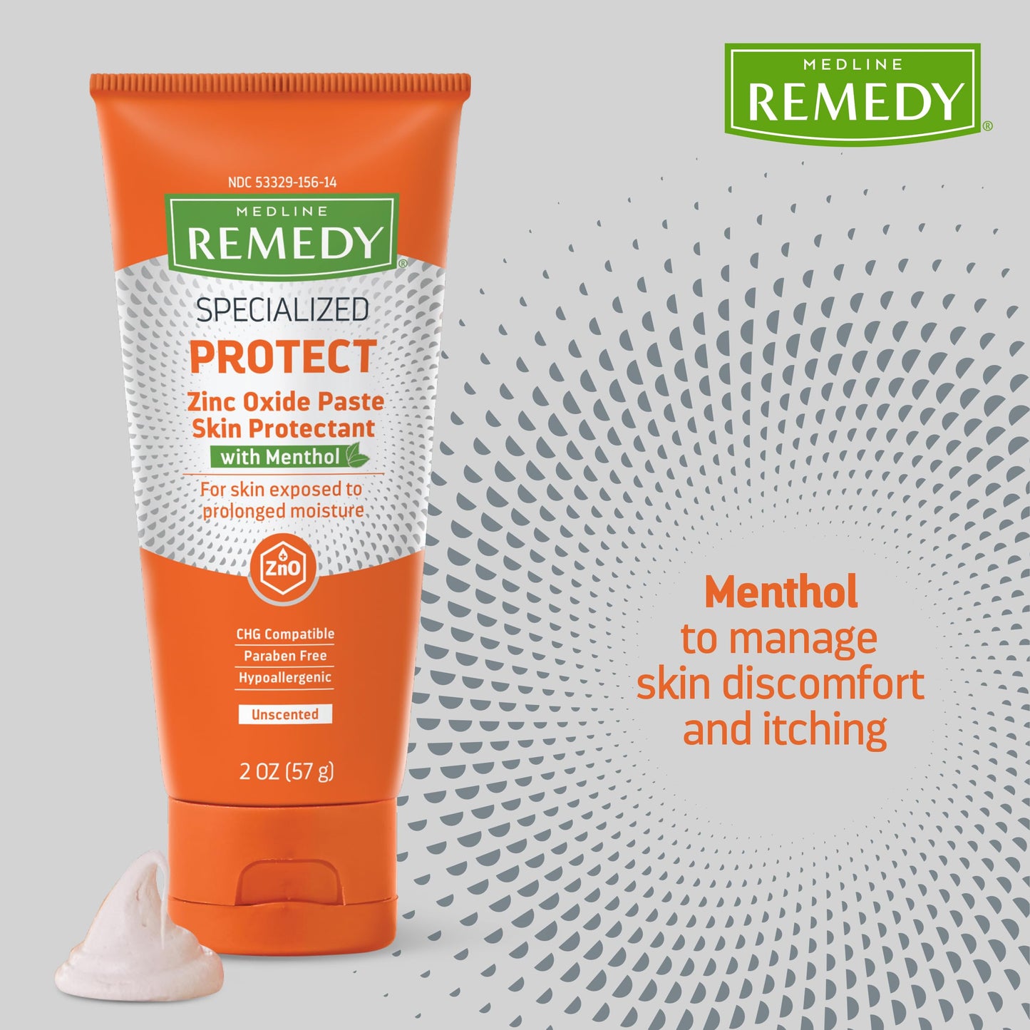 Medline Remedy Specialized Zinc Oxide Paste with Menthol (2 oz Tube), Unscented, Calamine, Incontinence Care, Diaper Rash, Wetness Protection, Hypoallergenic, Paraben Free, Adults, Soothing