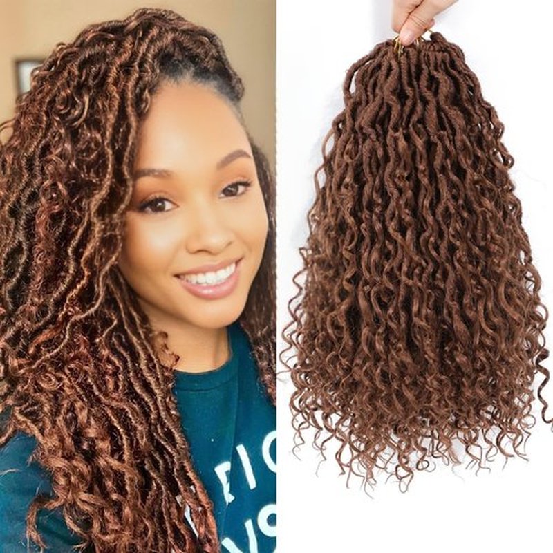 Alicoco Goddess Locs Crochet Hair 14 Inch 8 Packs Faux Locs Crochet Hair For Women Boho Soft Locs Pre-looped River Crochet Locs With Curly Ends (14 Inch (Pack of 8), 30#)