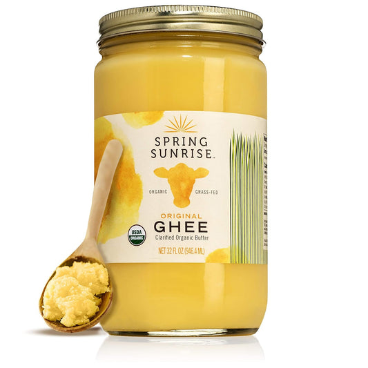 Organic Ghee - Grass Fed, USDA Certified Clarified Butter | Keto, Paleo Friendly, Non-GMO - 32 oz Jar