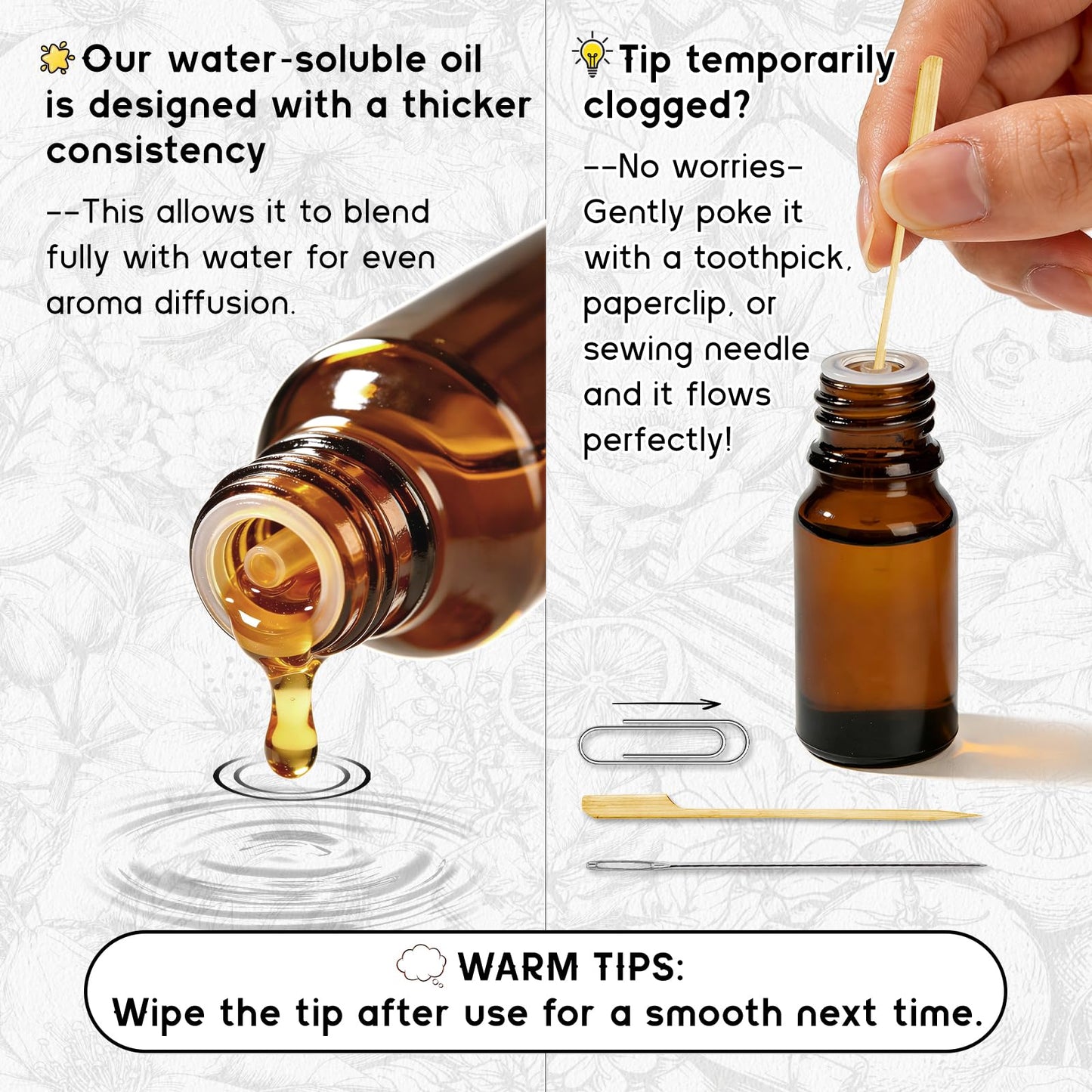 HIQILI Tobacco Vanilla Fragrance Oil, Refill for Diffusers & Humidifiers, Hotel-Grade Scent, Suitable for Home Use - 0.34 Fl Oz