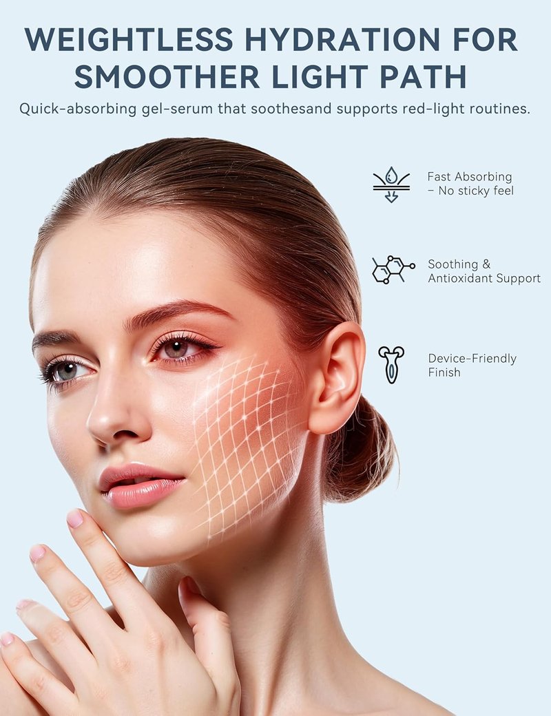 Red Light Therapy Activation Serum - Hydration Booster for LED Masks & Facial Devices | Hyaluronic Acid & Green Tea, 1.01 fl. oz.