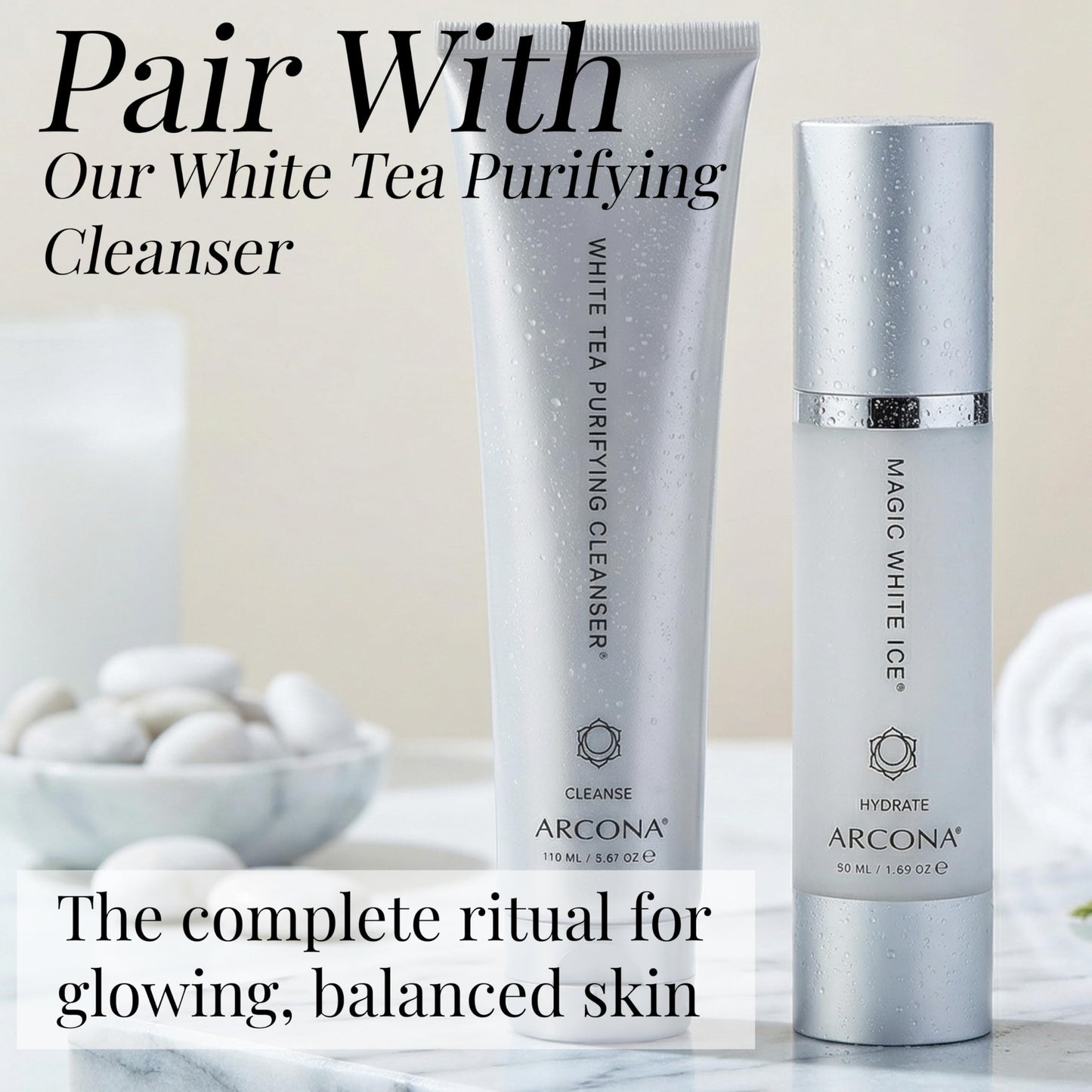ARCONA Magic White Ice - Daily Hyaluronic Acid Moisturizer, 1.69 Fl Oz | Oil Free Moisturizer with White Cranberry, Organic Aloe, Tea Tree, Vitamin C & Glyercin