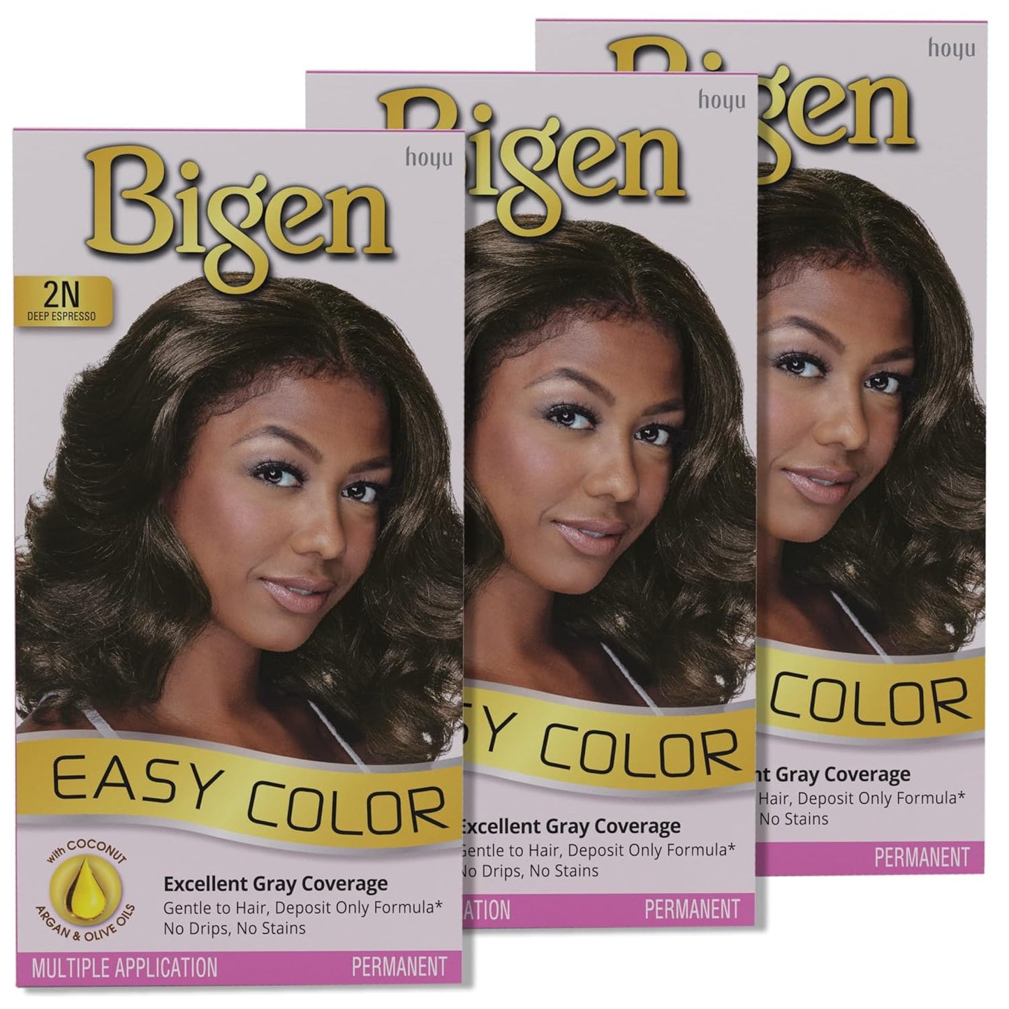 1N Bigen Easy Color for Women Natural Black-New Formula, New Look - 3 Pack