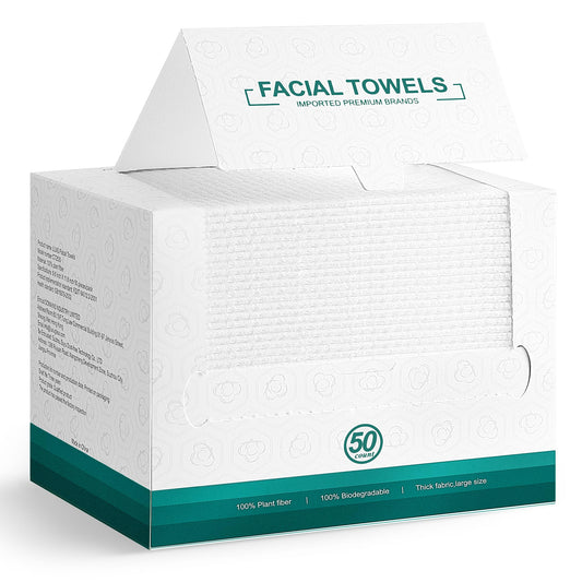 Face Towels,50 Count,10"x12"Disposable Face Towel,Makeup Remover Face Towelettes Disposable,Sensitive Skin&Daily Skin Care