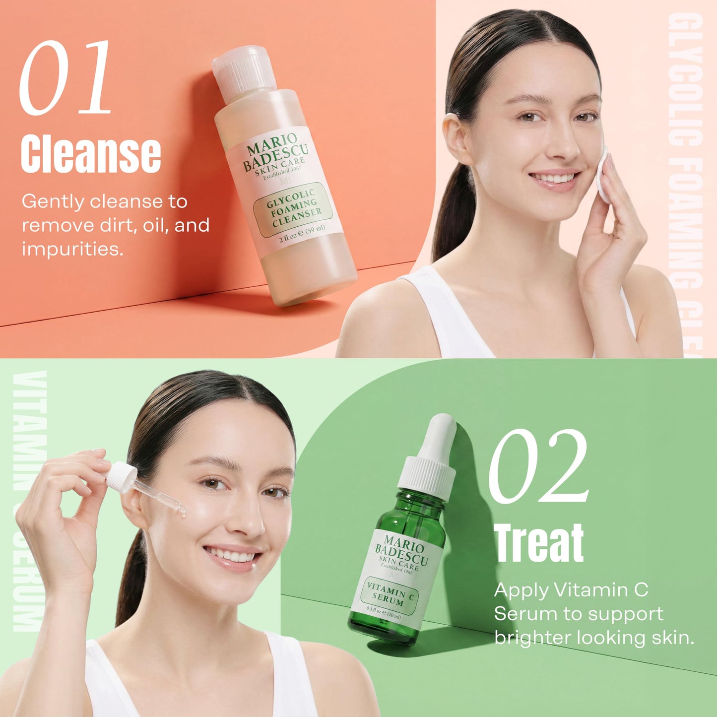 Mario Badescu Good Skin Is Forever & Bright 5-Piece Skincare Set – Glycolic Cleanser, Vitamin C Serum, Hydro Moisturizer, Brightening Mask & Eye Serum for Radiance