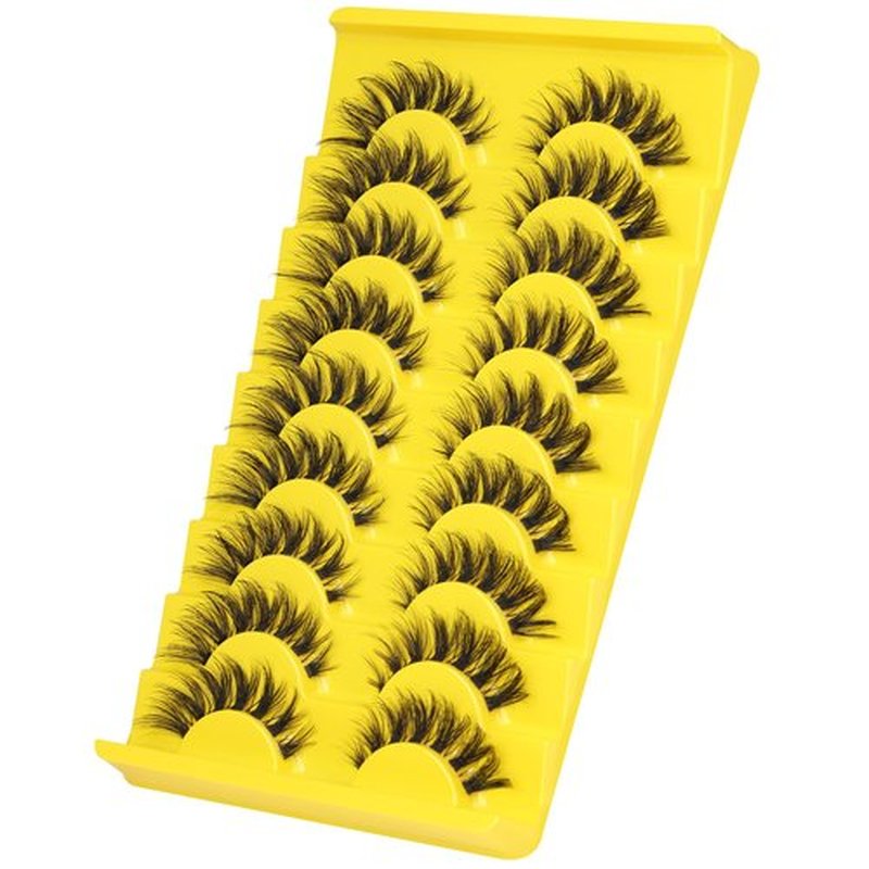 Cat Eye Lashes Natural Look False Eyelashes Fluffy Wispy Fake Eyelashes C Curl Strip 3D Lashes Cat Eye Fox Eyelash Mink Lashes with Clear Band 9 Pairs ALICROWN