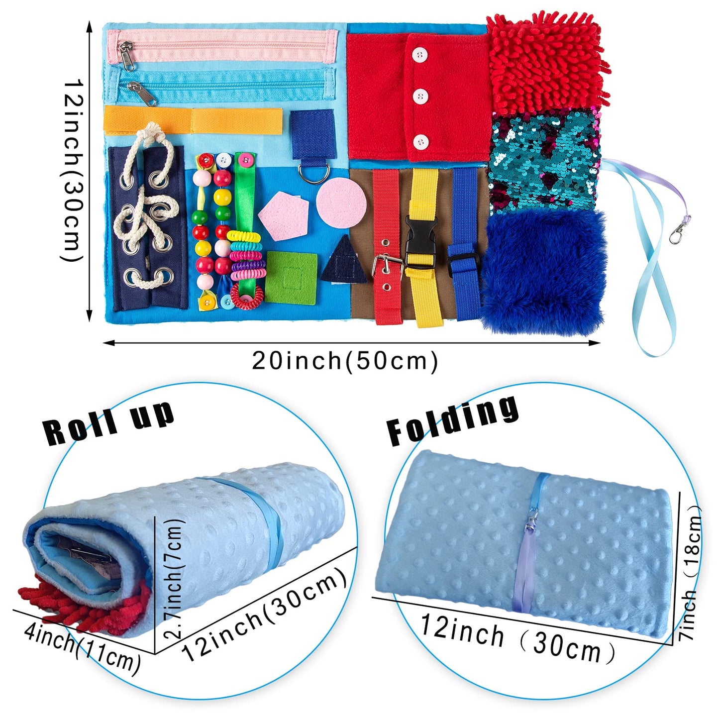Fidget Blanket for Adults with Dementia, Alzheimer's Sensory Mat for Elderly